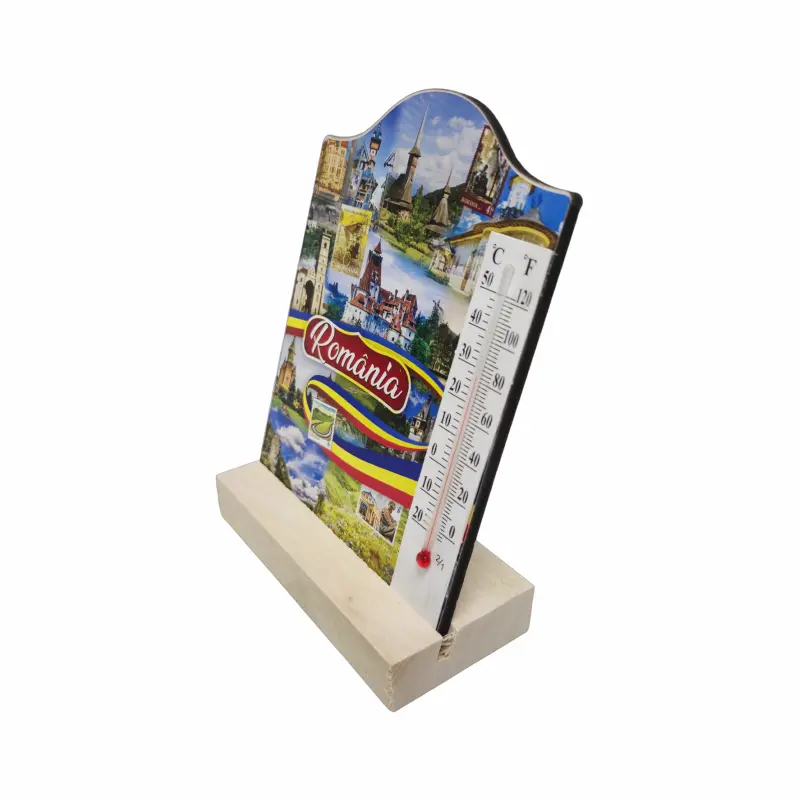 Romania, decoratiune lemn cu termometru, model  09